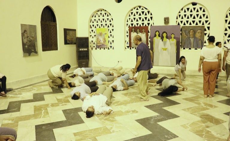 A scene from the performance Walking Together