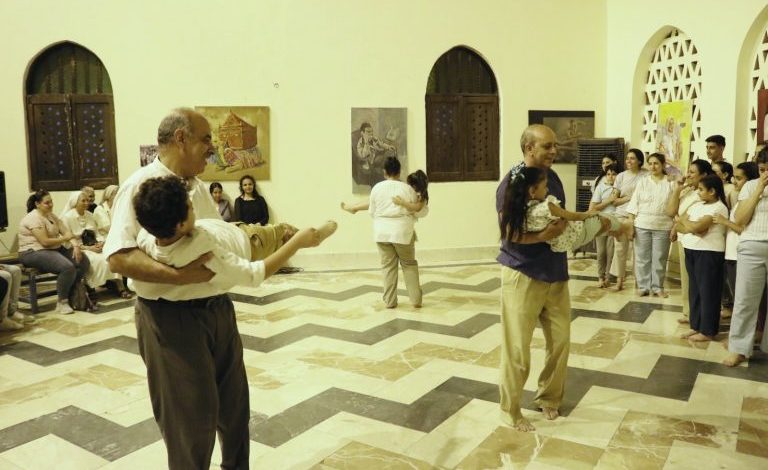 A scene from the performance Walking Together