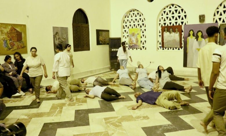 A scene from the performance Walking Together