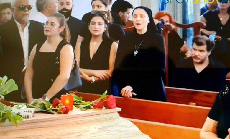Egyptian oud player Hazem Shahin attending the funeral of musician Ziad Rahbani