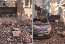 The collapse of the minaret of the historic Sidi Salama Mosque in Samannud