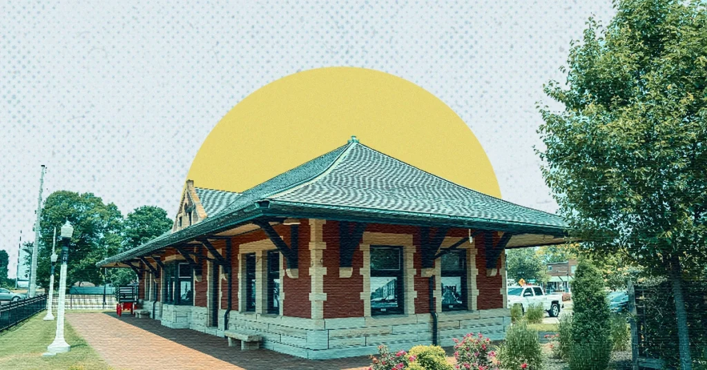 Relocation of a historic railway building in Michigan USA in 2014 Preparing to move the building from its location Wolfe House Building Movers website wolfehousebuildingmovers