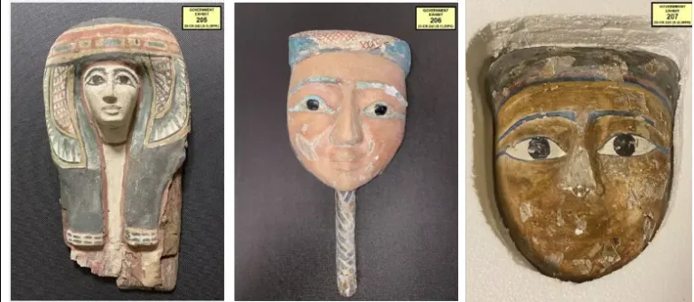 Egyptian antiquities were seized from Ashraf Omar Al-Dareer photo from the investigation documents