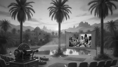 Cinema in the oases... image created with artificial intelligence