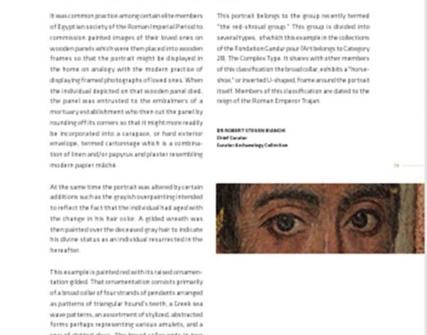Data on the Fayum portrait panel from the Ghandour Foundation catalogue; the piece originated with Habib and Yohannes.