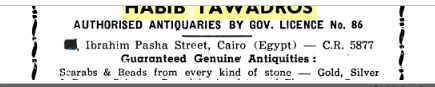 Location of Habib Tawadros's store in Cairo and license number