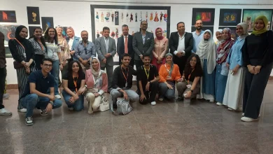 Luxor Fine Arts students alongside the college dean. Photo: Asmaa ElSharkawy