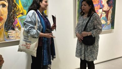 The visual artist Lina Osama in her exhibition -