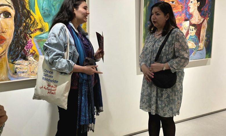 The visual artist Lina Osama in her exhibition -