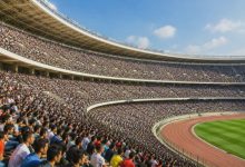An AI-generated depiction of a football terrace