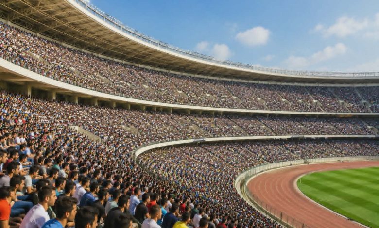 An AI-generated depiction of a football terrace