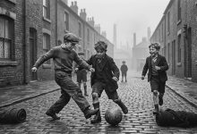 An AI-generated reimagining of children playing football in 1930s England - Photo: Amany Ebrahim