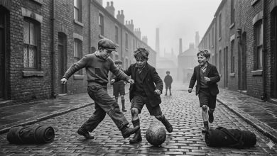 An AI-generated reimagining of children playing football in 1930s England - Photo: Amany Ebrahim