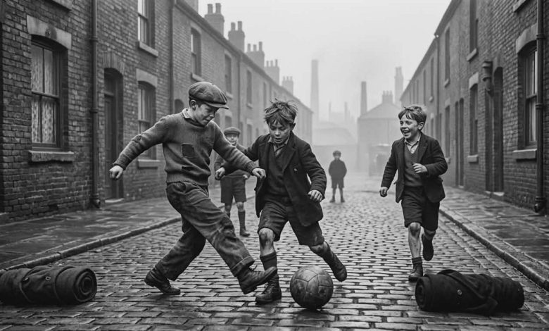 An AI-generated reimagining of children playing football in 1930s England - Photo: Amany Ebrahim